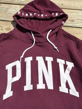 victoria secret pink college logo  Maroon Logo Y2K  Athleisure Streetwear sz S